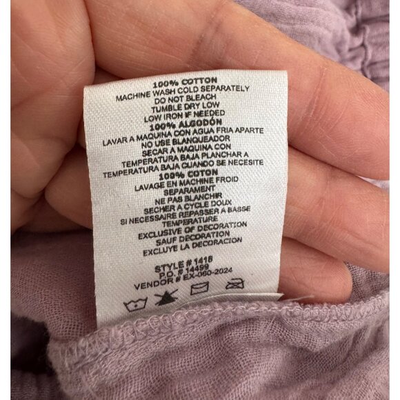 Salty Lemon Gauzy‎ crop top and wide pants set lilac beachy sz L - Picture 9 of 9